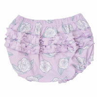 back view pink girls bloomer with camellia flower pattern made in pima cotton