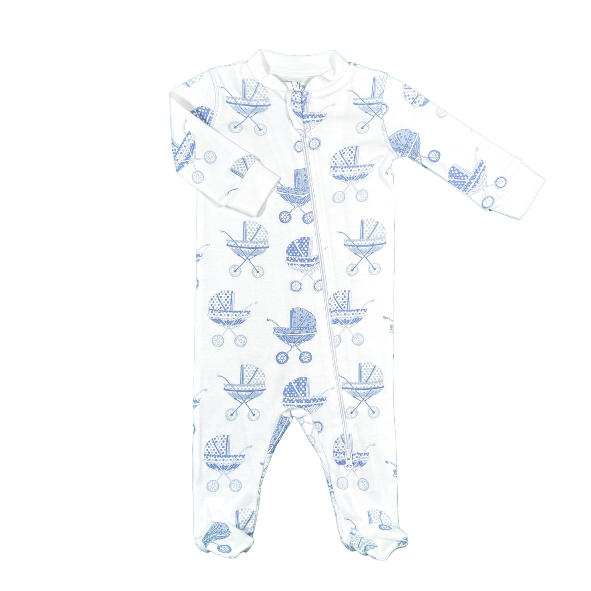 Soft pima zipper pajama with little boy blue pram print by Heyward House