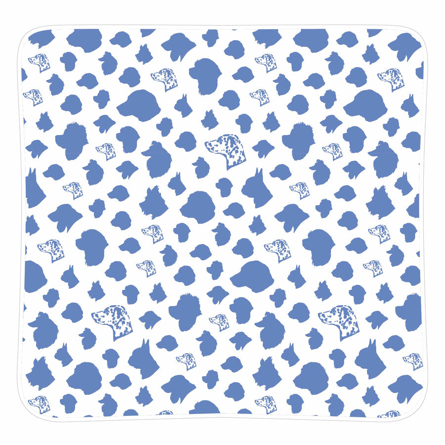 pima cotton baby blanket with dog silhouette pattern