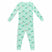 Mint green two-piece pajama set with vintage Christmas reindeer pattern made with pima cotton