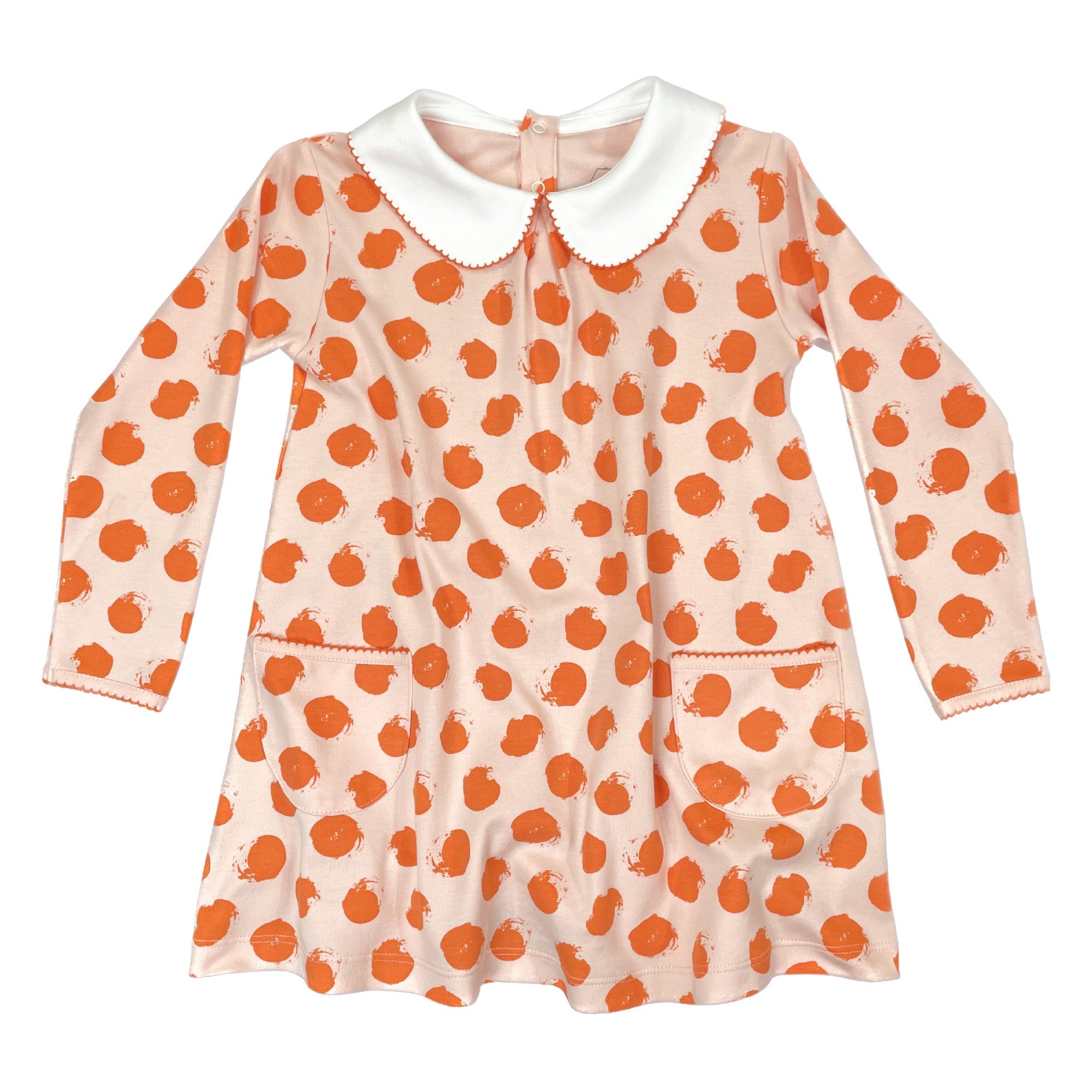 Heyward House Orange Polka Dot Pocket Twirl Dress Front